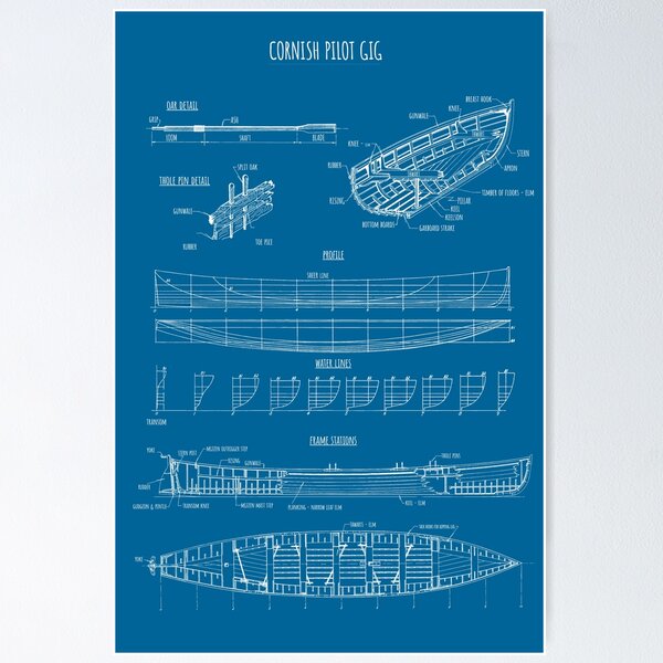Item preview, Cornish Pilot Gig Boat Plans designed and sold by EatSleepRow.