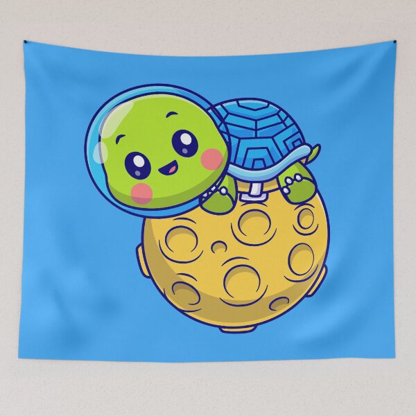 Item preview, Lunar Playdate: Cute Turtle Astronaut on the Moon Cartoon Vector Illustration designed and sold by hjian8219.