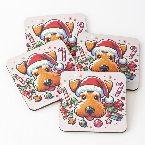 Item preview, Airedale Christmas Sticker designed and sold by bihtti.