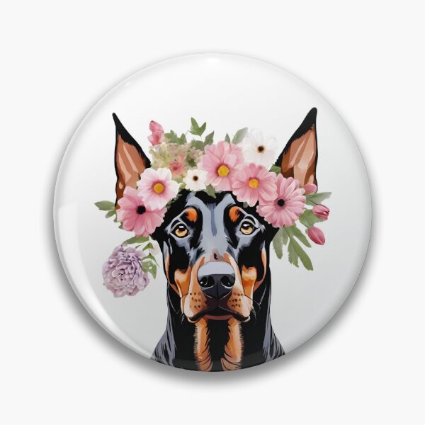 Item preview, Natural Ear Black Doberman | Floral Doberman designed and sold by Ruslanov7.