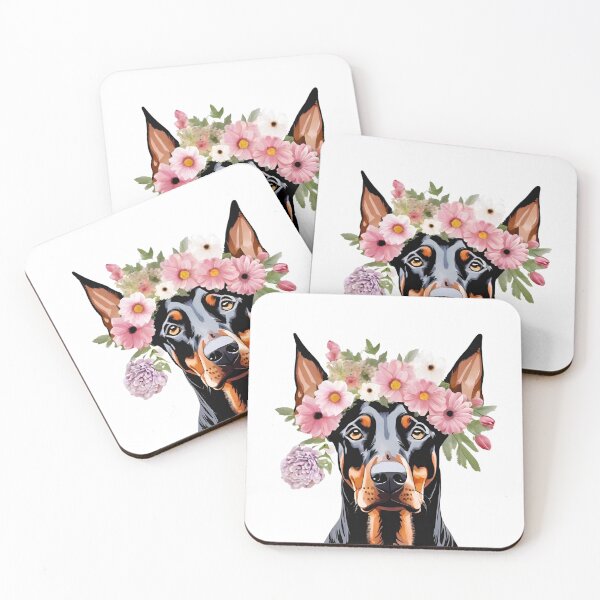 Item preview, Natural Ear Black Doberman | Floral Doberman designed and sold by Ruslanov7.
