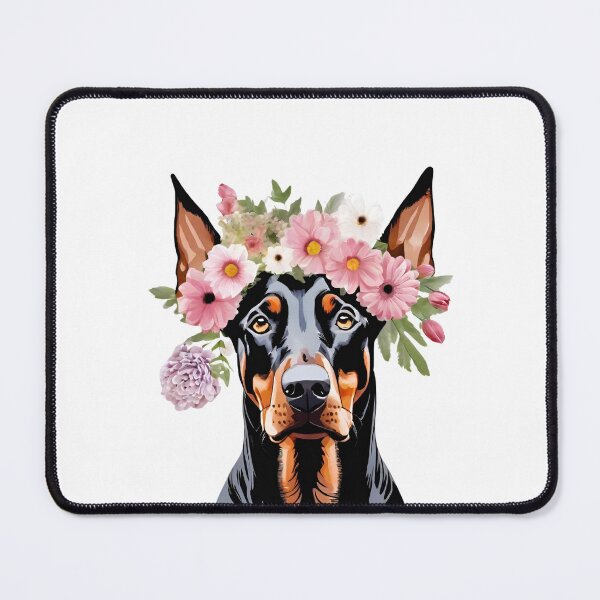 Item preview, Natural Ear Black Doberman | Floral Doberman designed and sold by Ruslanov7.