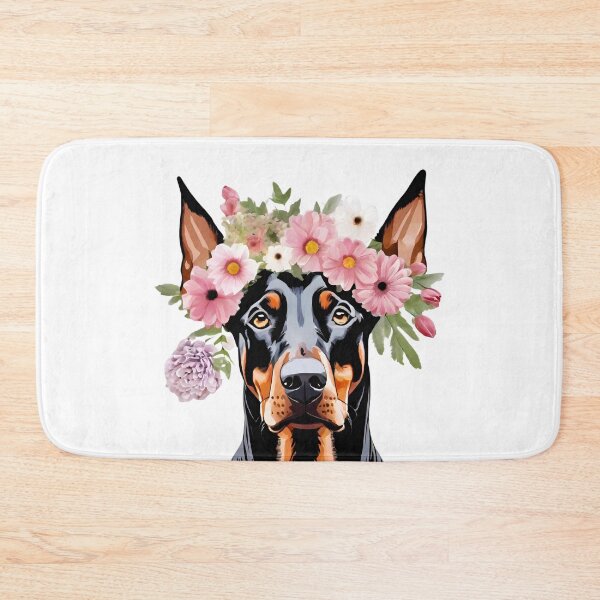 Item preview, Natural Ear Black Doberman | Floral Doberman designed and sold by Ruslanov7.