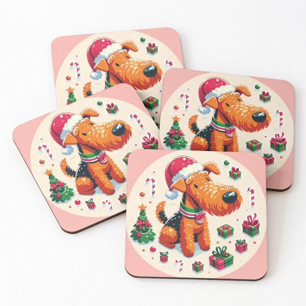 Item preview, Airedale Christmas Sticker designed and sold by bihtti.