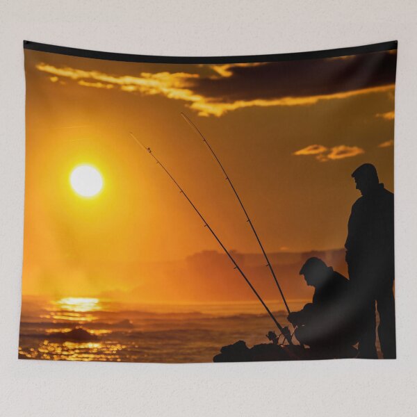 Item preview, Men fishing on the shore at sunset designed and sold by fotoryum.