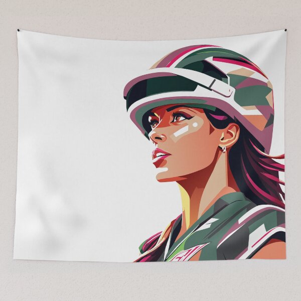 Item preview, Beautiful woman in helmet designed and sold by BubblyDelight.