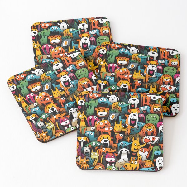 Item preview, Diverse Dogs and Cats in a Seamless Pattern on a Black Background designed and sold by HisoTorDesign.