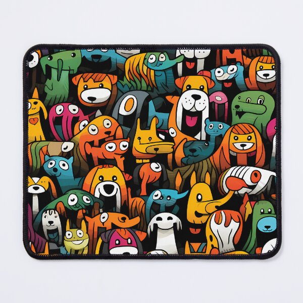 Item preview, Diverse Dogs and Cats in a Seamless Pattern on a Black Background designed and sold by HisoTorDesign.