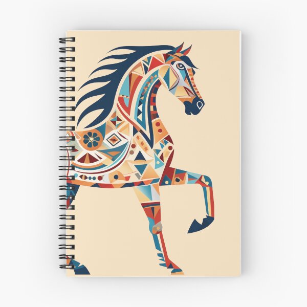 Item preview, american west western mustang stallion geometric folk art colorful native animal horse tribal designed and sold by TankandDPS.