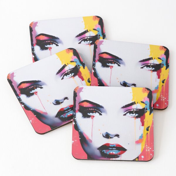 Item preview, Vibrant Urban Tears - Abstract Street Art Portrait with Color Splatter designed and sold by ThatsTheStyle.