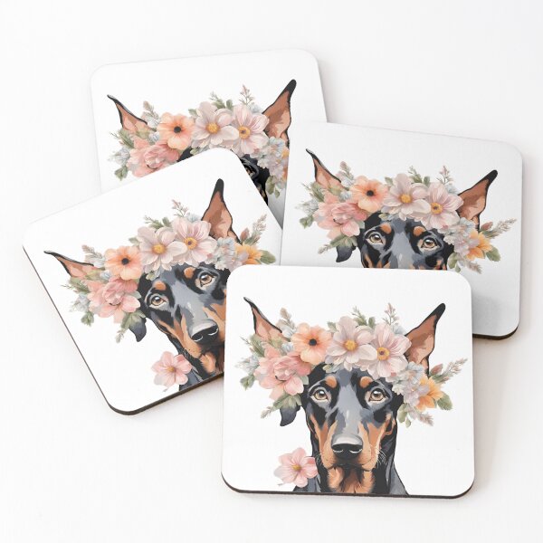 Item preview, Natural Ear Black Doberman | Floral Doberman designed and sold by Ruslanov7.