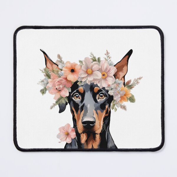 Item preview, Natural Ear Black Doberman | Floral Doberman designed and sold by Ruslanov7.