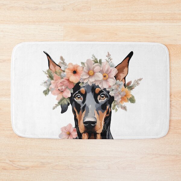 Item preview, Natural Ear Black Doberman | Floral Doberman designed and sold by Ruslanov7.