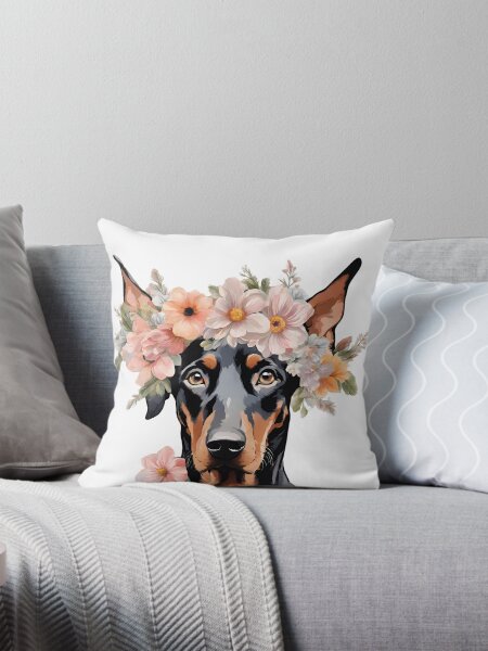 Item preview, Natural Ear Black Doberman | Floral Doberman designed and sold by Ruslanov7.