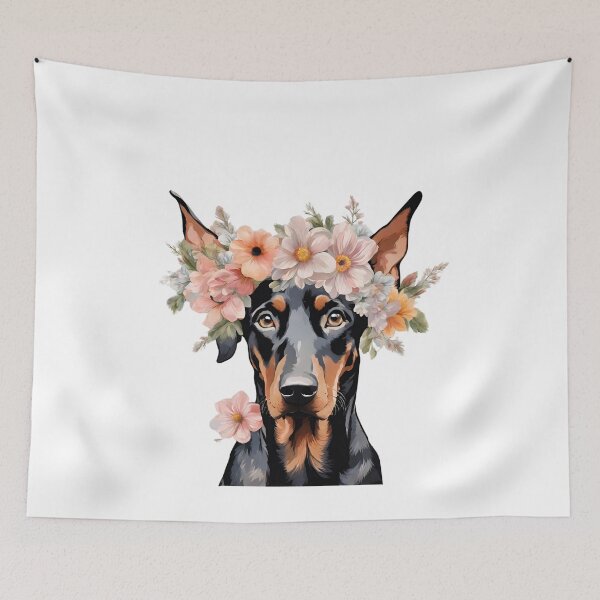 Item preview, Natural Ear Black Doberman | Floral Doberman designed and sold by Ruslanov7.