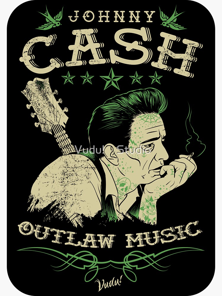 Johnny Cash Outlaw Music Sticker