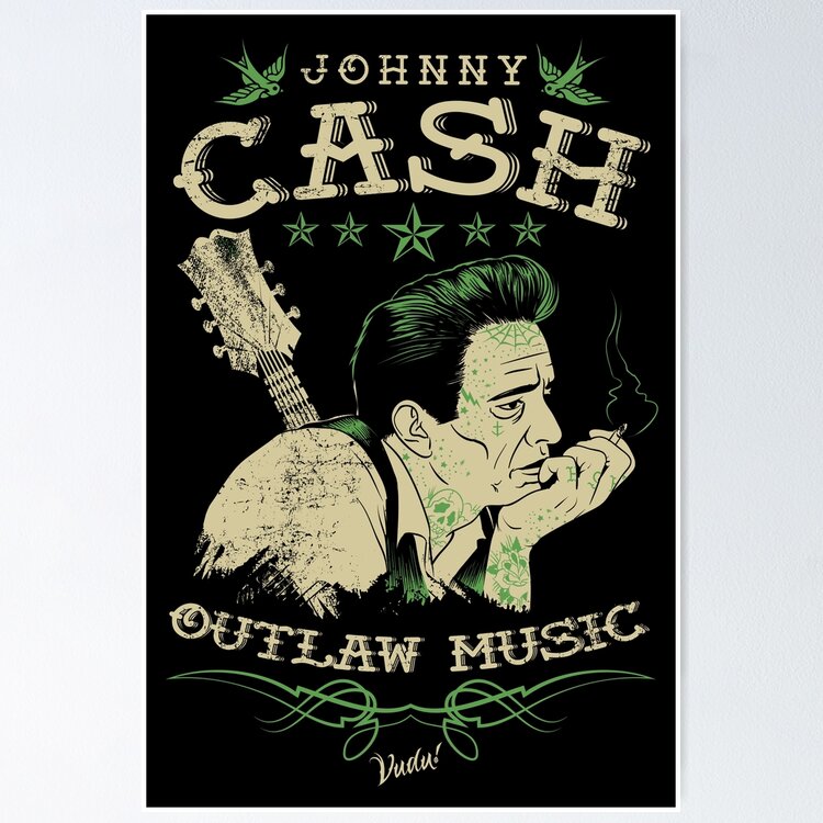 Johnny Cash Outlaw Music Sticker