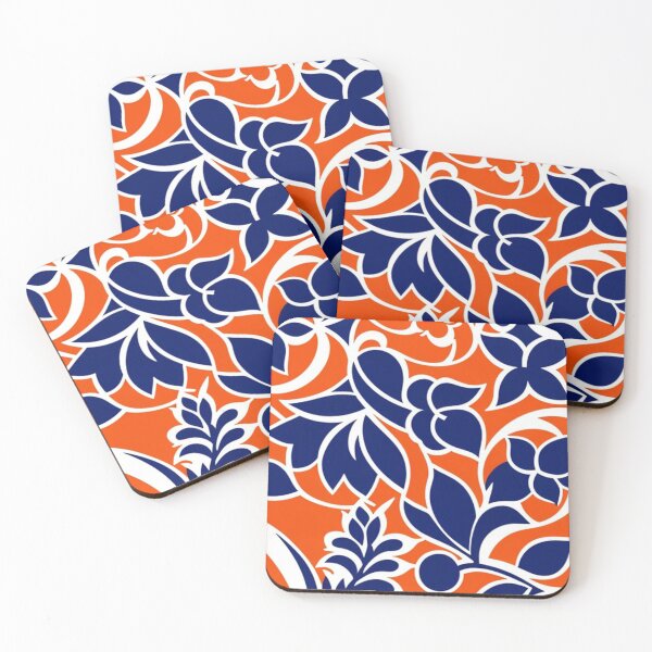 Item preview, Greek floral in orange and navy blue  designed and sold by Roxburylane.