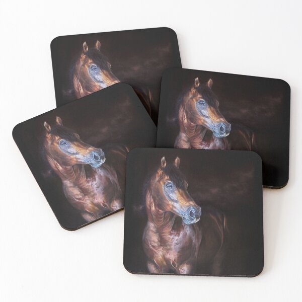 Item preview, Bay stallion on black background designed and sold by EmaGillArts.
