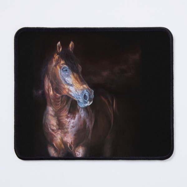 Item preview, Bay stallion on black background designed and sold by EmaGillArts.