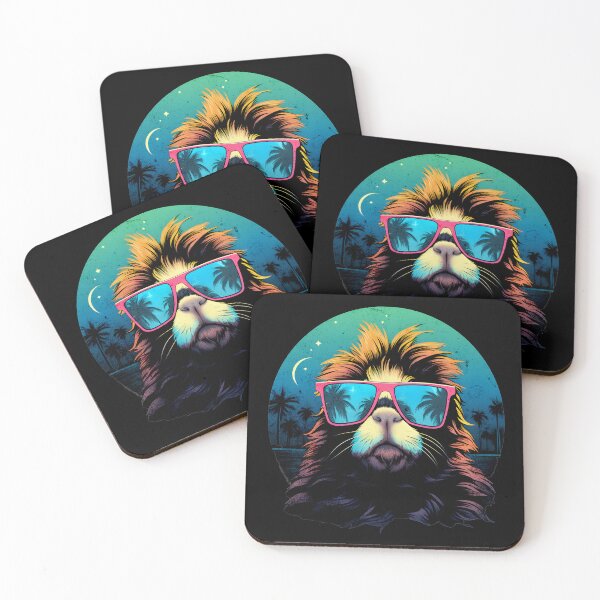 Item preview, Retro Wave Peruvian Guinea Pig Sunglas Shirt designed and sold by RedDesignSyc.
