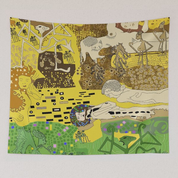 Item preview, Klimt inspired pattern art rave scene green yellow designed and sold by Elluse.
