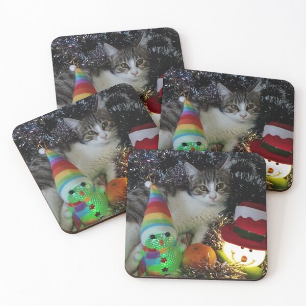 Item preview, Kitten among Christmas decorations. Holiday Kitten. designed and sold by inspiration3.