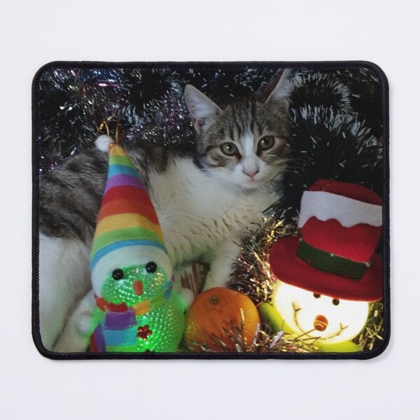Item preview, Kitten among Christmas decorations. Holiday Kitten. designed and sold by inspiration3.