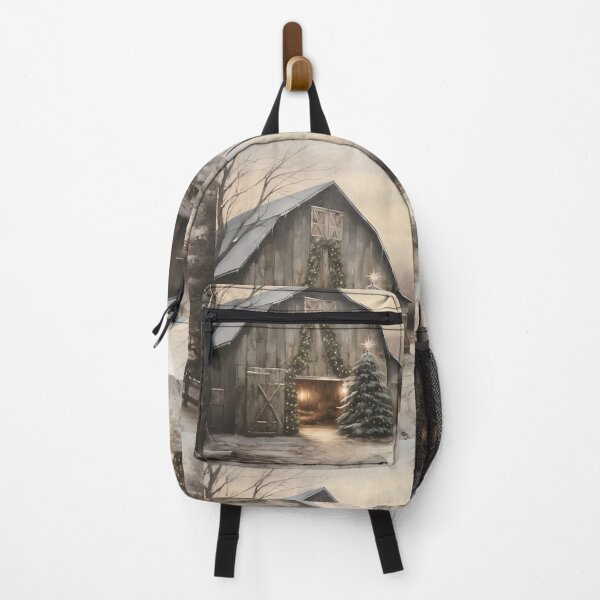 Item preview, vintage oil painting of a christmas country barn designed and sold by dcrc.