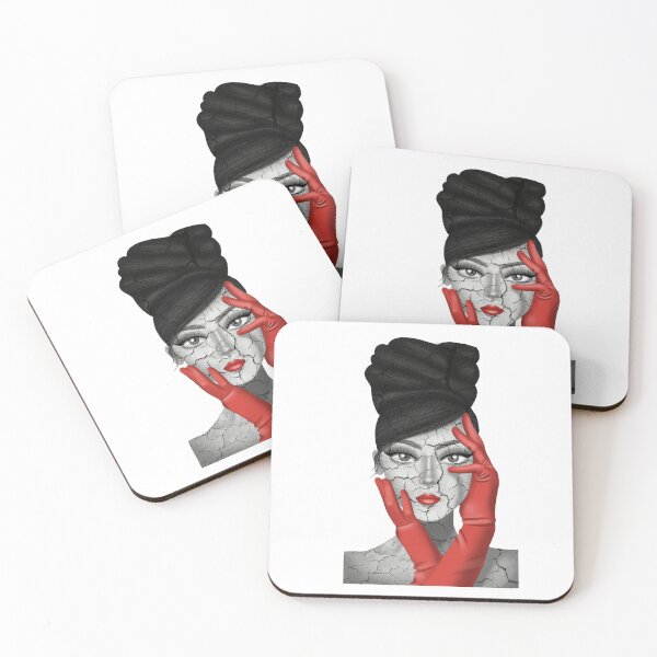 Item preview, Close up of woman in B&W with red gloves designed and sold by Gabriela Malaga Aragon.
