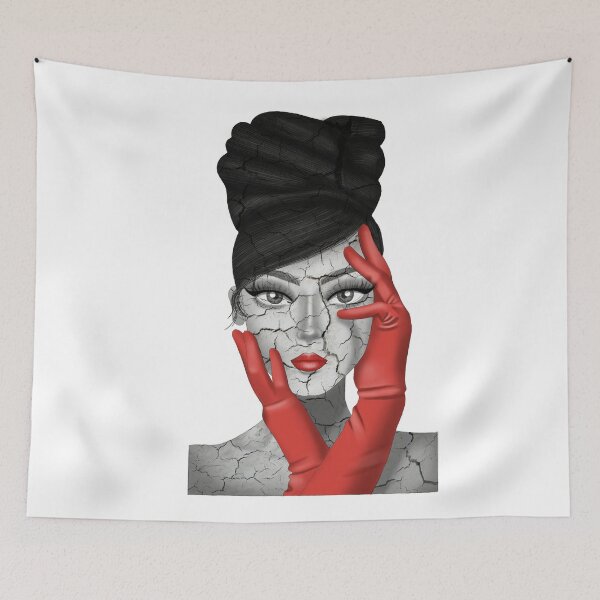 Item preview, Close up of woman in B&W with red gloves designed and sold by Gabriela Malaga Aragon.