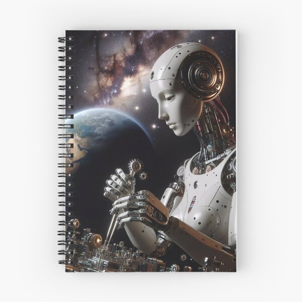 Item preview, "Celestial Symphony: Female Robot Crafting Stars and Planets" designed and sold by Huycao211.