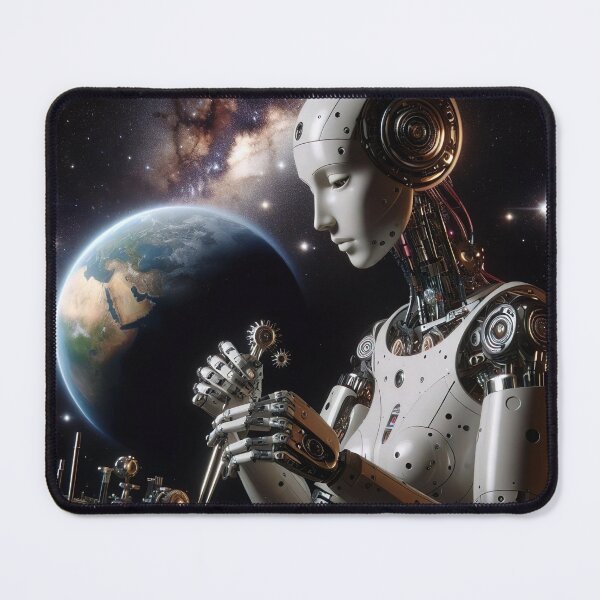 Item preview, "Celestial Symphony: Female Robot Crafting Stars and Planets" designed and sold by Huycao211.