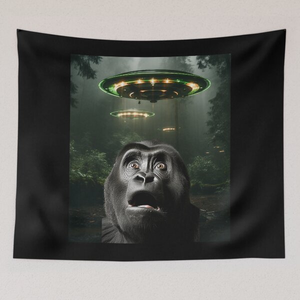 Item preview, Monkey Selfie with UFOs designed and sold by Master-Print.