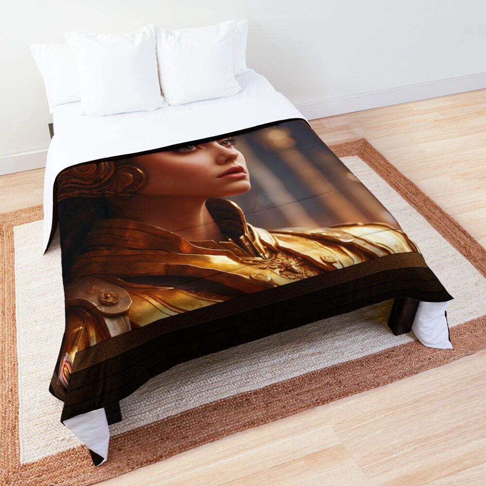 Princess Eylaria Of The House Of Ceslyan Beautiful AI Concept Art Portrait by Xzendor7 Decorative Comforter Art Print