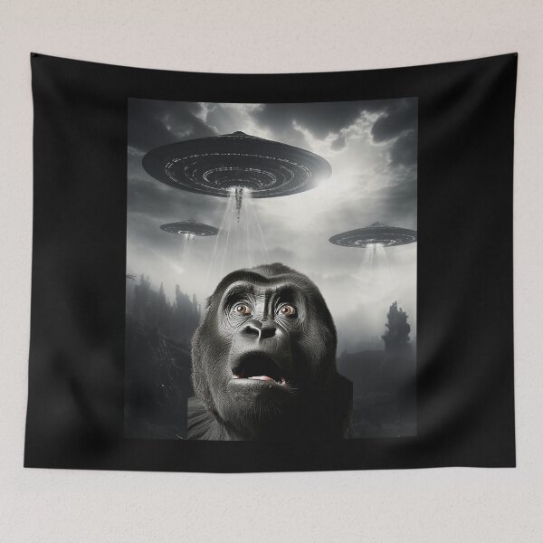 Item preview, Monkey Selfie with UFOs designed and sold by Master-Print.