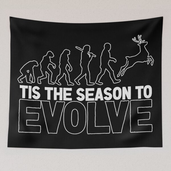 Item preview, Tis the Season to Evolve - Funny Human Evolution into Christmas/Holiday Season Reindeer (White Design) designed and sold by Spiprinto.
