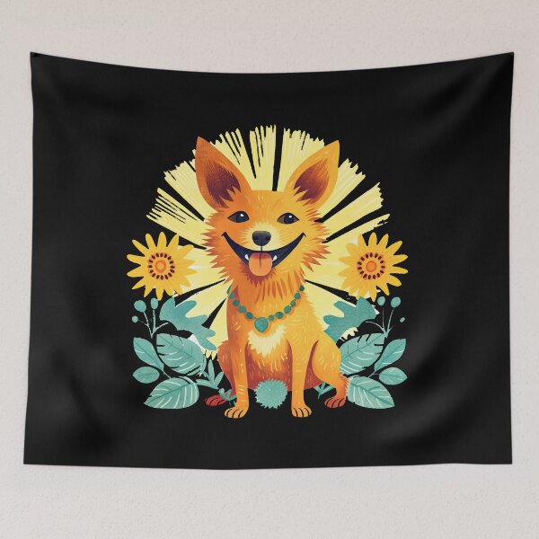 Item preview, Laughing cute dog is happy about the warm sunshine designed and sold by WallGemsArt.