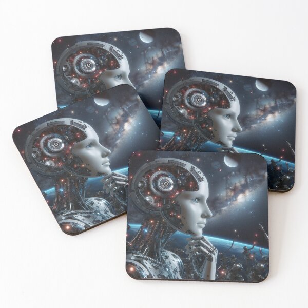 Item preview,  "Celestial Symphony: Female Robot Crafting Stars and Planets" designed and sold by Huycao211.