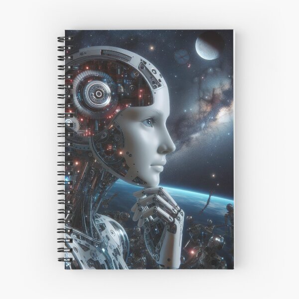 Item preview, "Celestial Symphony: Female Robot Crafting Stars and Planets" designed and sold by Huycao211.