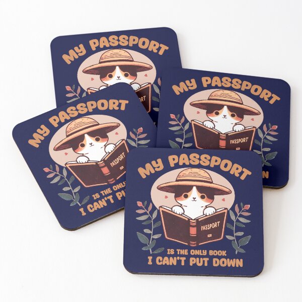 Item preview, Cat with Passport Book: 'My Passport Is the Only Book I Can't Put Down' – Dark Edition designed and sold by jokesabroadco.