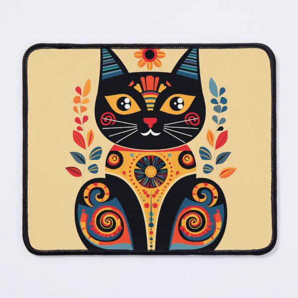 Item preview, cat feline animal pet folk art geometric pattern colorful south western tribal designed and sold by TankandDPS.