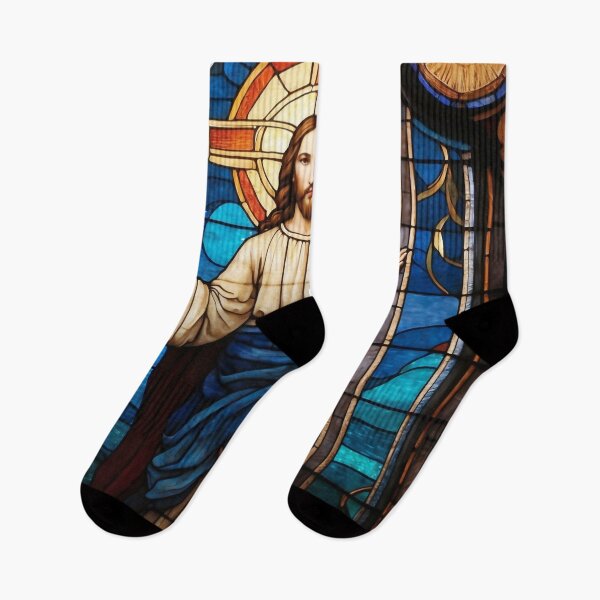 Aperçu de l'œuvre Élégance tachée : Jésus-Christ dans les cadeaux artistiques chrétiens et du baptême - Christian créée et vendue par HeavenArtStudio.