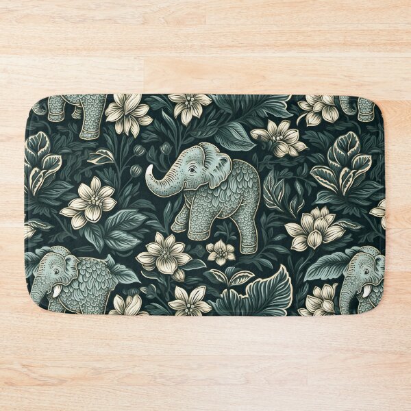 Item preview, William Morris-Inspired Muted Greens and Cream With Elephants designed and sold by cleverEndeavor.