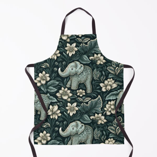 Item preview, William Morris-Inspired Muted Greens and Cream With Elephants designed and sold by cleverEndeavor.