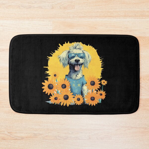 Item preview, Funny emotional poodle - dogs love sunflowers designed and sold by WallGemsArt.