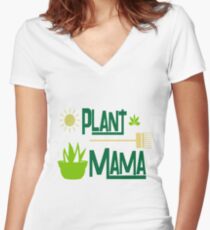 Plant Mama Design For Gardeners Women's Fitted V-Neck T-Shirt
