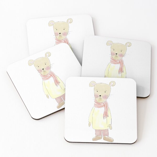 Item preview, A watercolor Teddy bear in a warm sweater with a winter scarf and a charming blush on his face. designed and sold by My-fake-places.