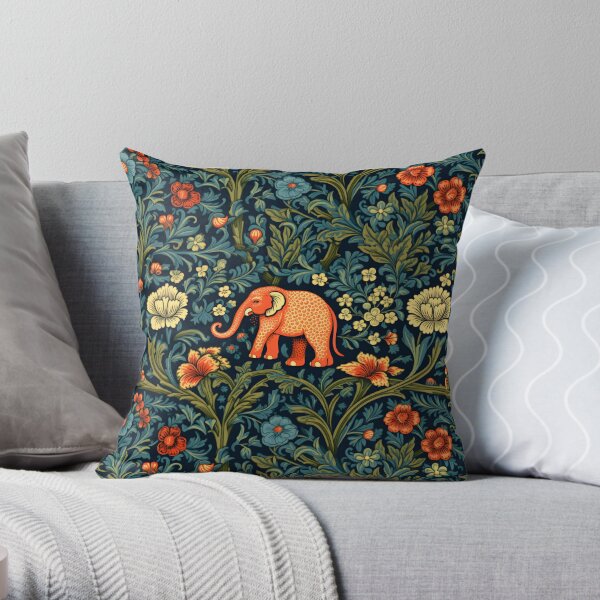 Whimsical Fox Pillow William Morris-inspired Floral Forest Design Cushion  Retro Charm Throw Pillow High-quality Home Decor INSERT INCLUDED 