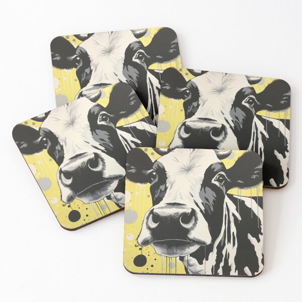 Item preview, Black and White Cow Yellow Background designed and sold by whitecat23.